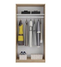 Schwebetürenschrank >MAX< in Kanada-Eiche - 100x200x50 (BxHxT)