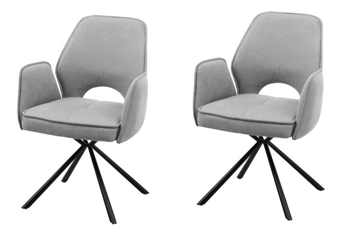 Armlehnstuhl >Nadja< (2er Set) in grau, Stoffbezug - 61x86x61cm (BxHxT)