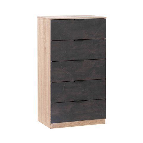 Kommode >Chests of 5 Drawers< in Kanadische-Eiche/Oxid - 60x110x40 (BxHxT)