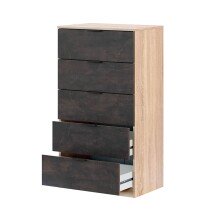 Kommode >Chests of 5 Drawers< in Kanadische-Eiche/Oxid - 60x110x40 (BxHxT)