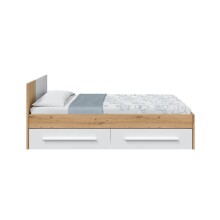 Kinderbett >NOA< in Nodi-Eiche/Artik-Weiß - 196x77x92 (BxHxT)