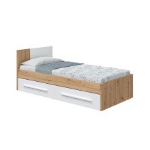 Kinderbett >NOA< in Nodi-Eiche/Artik-Weiß - 196x77x92 (BxHxT)