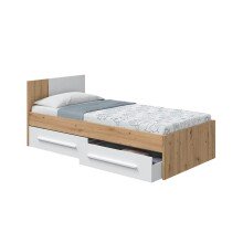 Kinderbett >NOA< in Nodi-Eiche/Artik-Weiß - 196x77x92 (BxHxT)