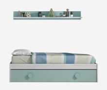 Kinderbett >SNUBA< in Alpen-Weiß/Aqua-Grün - 201x43x98 (BxHxT)