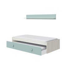 Kinderbett >SNUBA< in Alpen-Weiß/Aqua-Grün - 201x43x98 (BxHxT)
