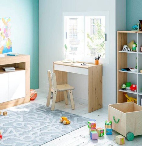 Kinderschreibtisch >NOA< in Nodi-Eiche/Artik-Weiß - 82x77x40 (BxHxT)