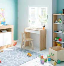 Kinderschreibtisch >NOA< in Nodi-Eiche/Artik-Weiß - 82x77x40 (BxHxT)