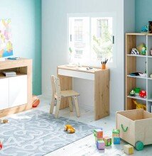 Kinderschreibtisch >NOA< in Nodi-Eiche/Artik-Weiß - 82x77x40 (BxHxT)