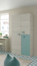 Kleiderschrank >SNUBA< in Alpen-Weiß/Aqua-Grün - 90x200x52 (BxHxT)