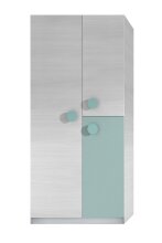 Kleiderschrank >SNUBA< in Alpen-Weiß/Aqua-Grün - 90x200x52 (BxHxT)