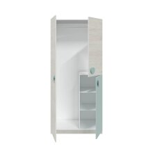 Kleiderschrank >SNUBA< in Alpen-Weiß/Aqua-Grün - 90x200x52 (BxHxT)