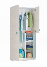 Kleiderschrank >SNUBA< in Alpen-Weiß/Aqua-Grün - 90x200x52 (BxHxT)