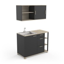 Hängeschrank >ATELIER< in Kronberg Eiche / schwarz - 120x60x39,6cm (BxHxT)