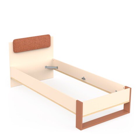 Einzelbett >CAMILLIA< in Beige - 203,7x89x96,5cm (BxHxT)