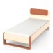 Einzelbett >CAMILLIA< in Beige - 203,7x89x96,5cm (BxHxT)