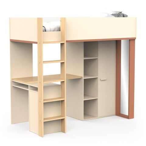 Etagenbett >CAMILLIA< in Beige - 203,8x183x104,1cm (BxHxT)