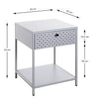 Beistelltisch >52147< in grau, Metall - 40x53x40cm (BxHxT)