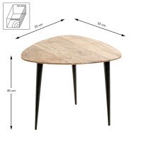 Couchtisch >52941< in akazie, schwarz, Massivholz, Metall - 55x46x55 (BxHxT)