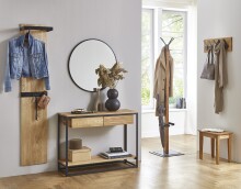 Garderobenständer >54325< in eiche, schwarz - 40x180x40 (BxHxT)