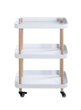 Servierwagen >54319< in natur, weiß, Massivholz, Metall - 50x76x30cm (BxHxT)