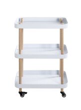 Servierwagen >54319< in natur, weiß, Massivholz, Metall - 50x76x30cm (BxHxT)