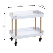 Servierwagen >54318< in natur, weiß, Massivholz, Metall - 50x47x30cm (BxHxT)