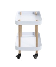 Servierwagen >54318< in natur, weiß, Massivholz, Metall - 50x47x30cm (BxHxT)