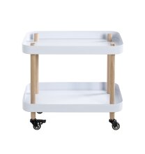 Servierwagen >54318< in natur, weiß, Massivholz, Metall - 50x47x30cm (BxHxT)