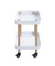 Servierwagen >54318< in natur, weiß, Massivholz, Metall - 50x47x30cm (BxHxT)