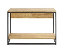 Konsole >54317< in eiche, schwarz, Massivholz, Metall - 100x75x35cm (BxHxT)