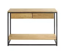 Konsole >54317< in eiche, schwarz, Massivholz, Metall - 100x75x35cm (BxHxT)