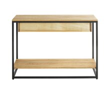 Konsole >54317< in eiche, schwarz, Massivholz, Metall - 100x75x35cm (BxHxT)