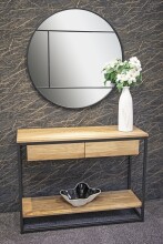 Konsole >54317< in eiche, schwarz, Massivholz, Metall - 100x75x35cm (BxHxT)