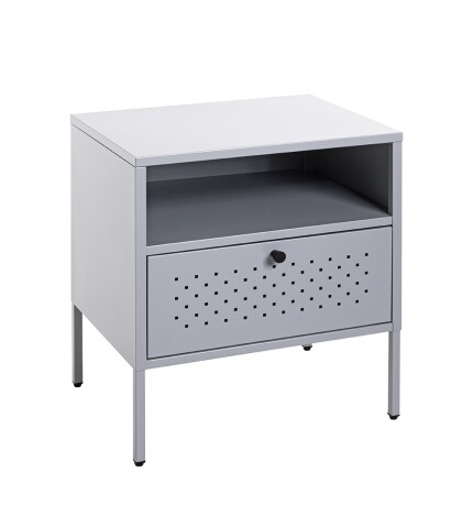 Nachtkonsole >52149< in grau, Metall - 45x50x35cm (BxHxT)