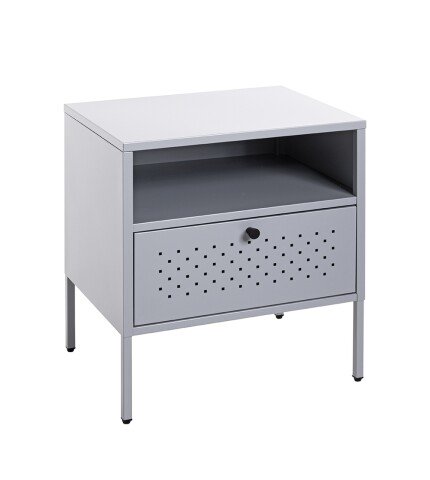 Nachtkonsole >52149< in grau, Metall - 45x50x35cm (BxHxT)