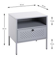 Nachtkonsole >52149< in grau, Metall - 45x50x35cm (BxHxT)