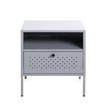Nachtkonsole >52149< in grau, Metall - 45x50x35cm (BxHxT)