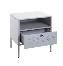 Nachtkonsole >52149< in grau, Metall - 45x50x35cm (BxHxT)