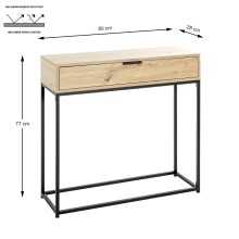 Konsole >52482< in eiche, schwarz - 80x77x28cm (BxHxT)