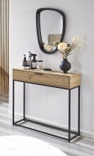 Konsole >52482< in eiche, schwarz - 80x77x28cm (BxHxT)