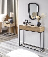Konsole >52482< in eiche, schwarz - 80x77x28cm (BxHxT)