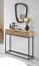 Konsole >52482< in eiche, schwarz - 80x77x28cm (BxHxT)