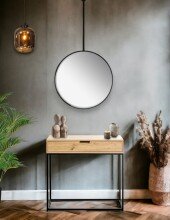 Konsole >52482< in eiche, schwarz - 80x77x28cm (BxHxT)