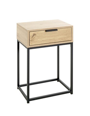 Nachtkonsole >52483< in eiche, schwarz - 40x60x28cm (BxHxT)