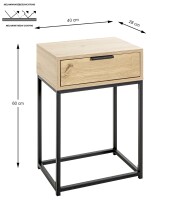 Nachtkonsole >52483< in eiche, schwarz - 40x60x28cm (BxHxT)
