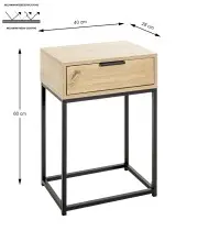 Nachtkonsole >52483< in eiche, schwarz - 40x60x28cm...