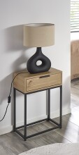 Nachtkonsole >52483< in eiche, schwarz - 40x60x28cm (BxHxT)