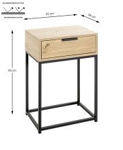 Nachtkonsole >52483< in eiche, schwarz - 40x60x28cm (BxHxT)