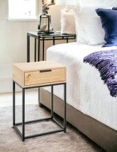 Nachtkonsole >52483< in eiche, schwarz - 40x60x28cm (BxHxT)