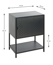 Nachtkonsole >52548< in schwarz, Metall - 45x60x30cm (BxHxT)